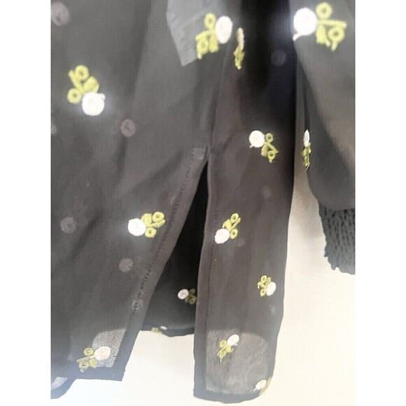 CABI #5338 Black Sheer Floral Embroiderd 3/4 Sleeve High Neck Top SIZE Small - Picture 5 of 11